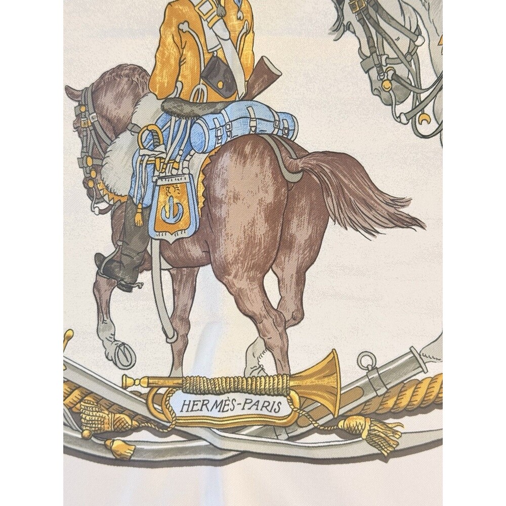 Hermes Marine Et Cavalerie 2 Pluviose An III Calvary Naval Silk Scarf 90cm - Picture 6 of 9